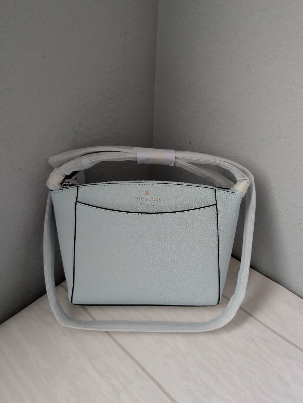 NWT Kate Spade WKR00258 Monica Small Pebbled Leather Crossbody Bag In Crisp Sky